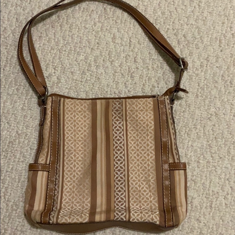 Relic Tan, Brown, Cream Striped Boho Bag
